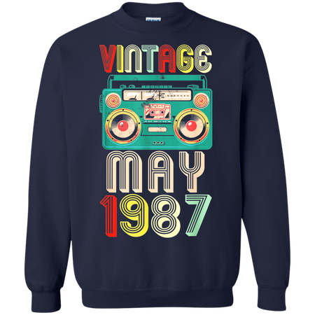 32nd Birthday Gift Ideas May 1987 Shirt G180 Gildan Crewneck Pullover Sweatshirt  8 oz.