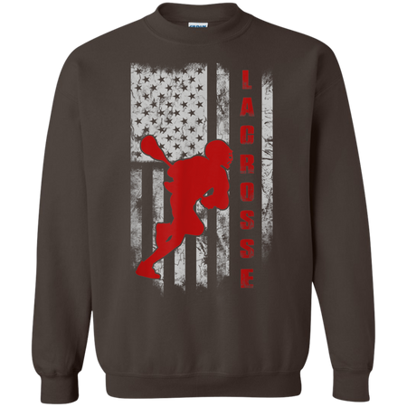 Lacrosse Lax Flag American Shirt G180 Gildan Crewneck Pullover Sweatshirt  8 oz.