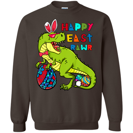 Kids Happy Eastrawr T Rex Dinosaur Easter Bunny Egg Shirt G180 Gildan Crewneck Pullover Sweatshirt 8 oz