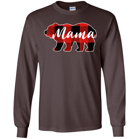 Mama Bear Black Red Lattice Shirt Men Women Kids Shirt G240 Gildan LS Ultra Cotton T Shirt