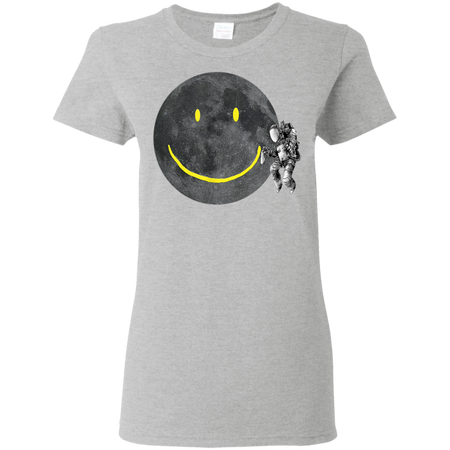 Astronaut Make A Smile On The Moon Shirt G500L Gildan Ladies' 5.3 oz. T-Shirt
