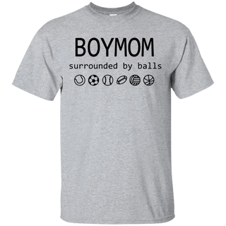 Womens Boy Mom Surrounded By Balls Shirt G200 Gildan Ultra Cotton T Shirt