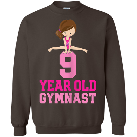 Girls Gymnastics Birthday Kids 9 Year Old Gymnast Shirt G180 Gildan Crewneck Pullover Sweatshirt 8 oz