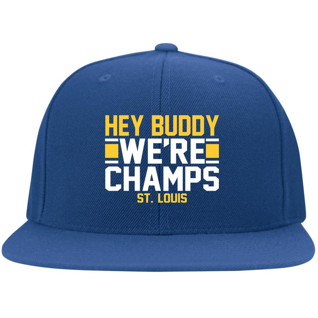 Hey Buddy We're Champs St. Louis Blues Flat Bill Cap Hat TT06