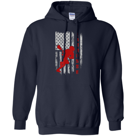 Lacrosse Lax Flag American Shirt G185 Gildan Pullover Hoodie 8 oz