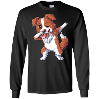 Dabbing Border Collie Dog Dab Dance Shirt G240 Gildan LS Ultra Cotton T Shirt