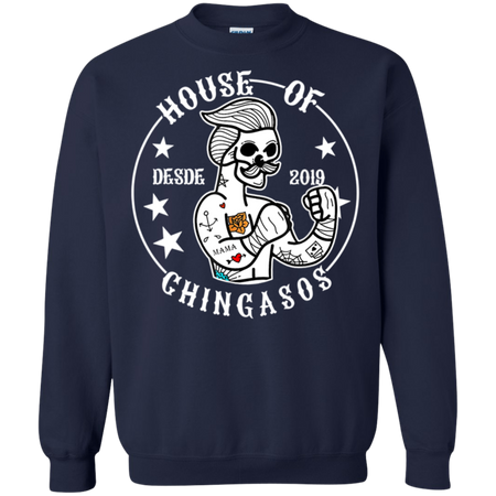 House Of Desde Chingasos 2019 Funny Boxing Tattoo Shirt G180 Gildan Crewneck Pullover Sweatshirt 8 oz