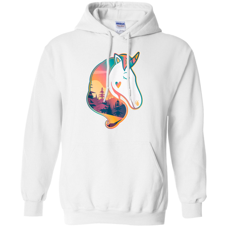 Unicorn Spirit Animal Sunrise Over The Trees Shirt G185 Gildan Pullover Hoodie 8 oz