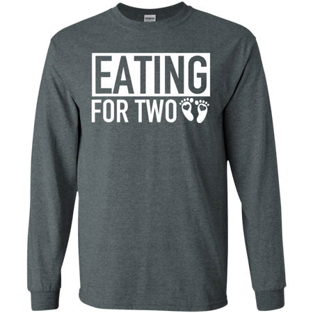 Eating for Two Matching Pregnancy Baby Coming Soon Shirt G240 Gildan LS Ultra Cotton T Shirt