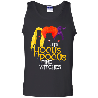 It's Hocus Pocus Time Witches Funny Halloween Witch Shirt Cotton Tank Top