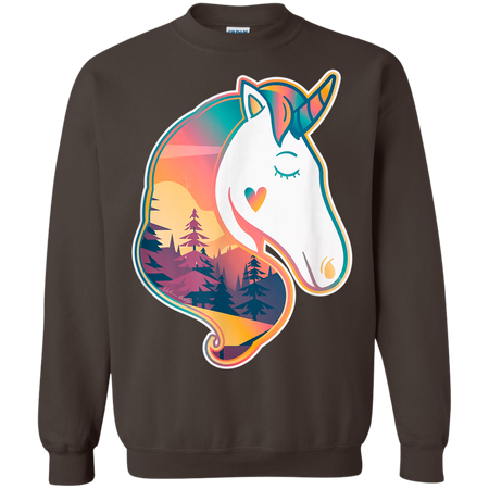 Unicorn Spirit Animal  Sunrise Over The Trees Shirt G180 Gildan Crewneck Pullover Sweatshirt  8 oz.
