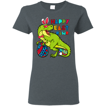 Kids Happy Eastrawr T Rex Dinosaur Easter Bunny Egg Shirt G500L Gildan Ladies 5 3 oz T Shirt