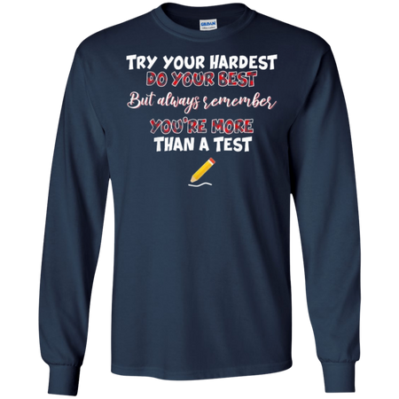 Try Your Hardest Funny Matching buffalo Plaid Teacher Shirt G240 Gildan LS Ultra Cotton T Shirt
