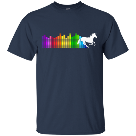 Unicorn Rainbow Audio Spectrum Synthwave T Shirt