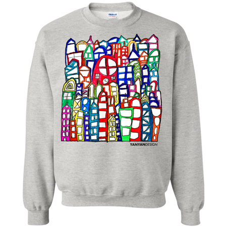 Rainbow Town Shirt G180 Gildan Crewneck Pullover Sweatshirt  8 oz.