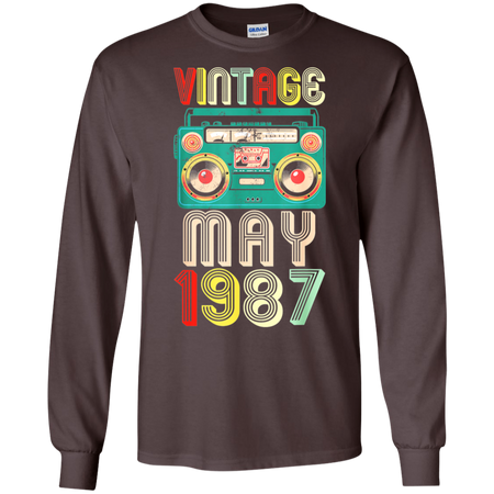 32nd Birthday Gift Ideas May 1987 Shirt G240 Gildan LS Ultra Cotton T-Shirt