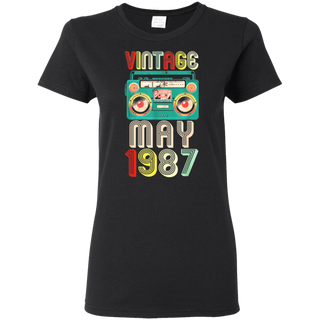32nd Birthday Gift Ideas May 1987 Shirt G500L Gildan Ladies' 5.3 oz. T-Shirt