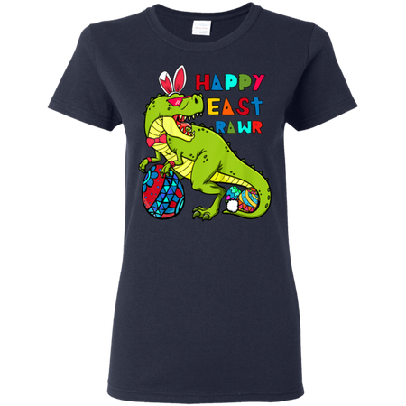 Kids Happy Eastrawr T Rex Dinosaur Easter Bunny Egg Shirt G500L Gildan Ladies 5 3 oz T Shirt