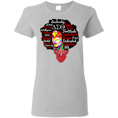 Delta Sorority Natural Hair Woman Sigma Theta Paraphernal Shirt G500L Gildan Ladies 5 3 oz T Shirt
