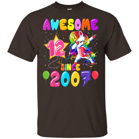 12 Years Old 12th Birthday Unicorn Dabbing Party Shirt G200 Gildan Ultra Cotton T-Shirt