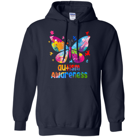 Autism Awareness Gift Colorful Butterfly Autism Shirt G185 Gildan Pullover Hoodie 8 oz