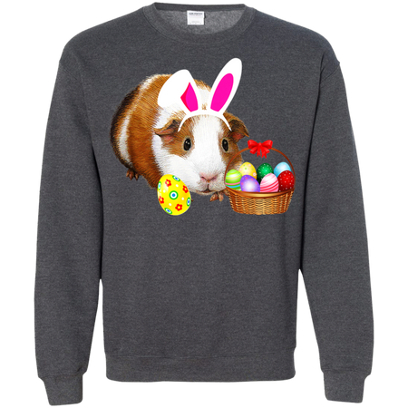 Easter Guinea Pig Funny Bunny Ears And Eggs Gift Shirt G180 Gildan Crewneck Pullover Sweatshirt 8 oz
