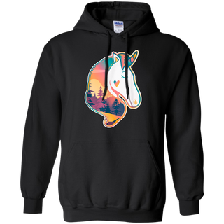 Unicorn Spirit Animal Sunrise Over The Trees Shirt G185 Gildan Pullover Hoodie 8 oz