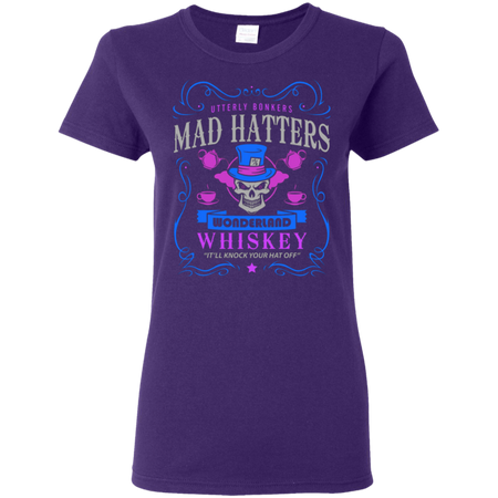 Utterly Bonkers Mad Hatters Wonderland Whiskey T-Shirt. "It'll Knock Your Hat Off". Inspired by Alice Adventures in Wonderland. (Retro) shirts