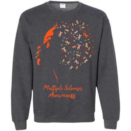 Multiple Sclerosis Awareness Girl Shirt G180 Gildan Crewneck Pullover Sweatshirt  8 oz.