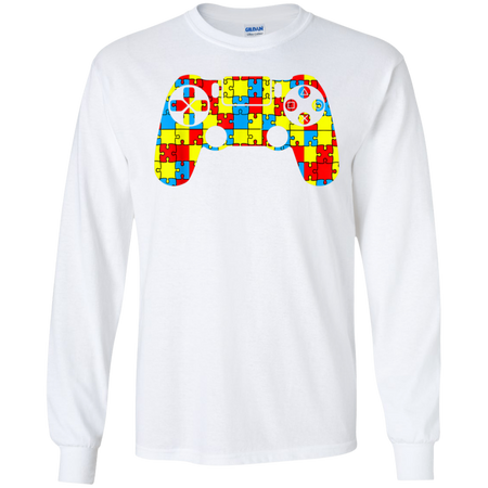 Autism Awareness Tee Video Game Controller Shirt G240 Gildan LS Ultra Cotton T-Shirt