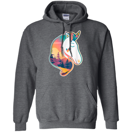 Unicorn Spirit Animal Sunrise Over The Trees Shirt G185 Gildan Pullover Hoodie 8 oz