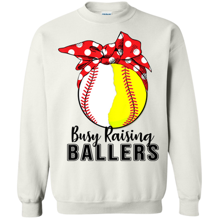 Busy Raising Ballers Softball Baseball Shirt G180 Gildan Crewneck Pullover Sweatshirt  8 oz.