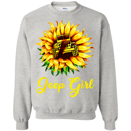 Jeep Sunflower Jeep Drivers Jeep Girl Sunflower Shirt G180 Gildan Crewneck Pullover Sweatshirt  8 oz.