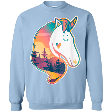 Unicorn Spirit Animal  Sunrise Over The Trees Shirt G180 Gildan Crewneck Pullover Sweatshirt  8 oz.