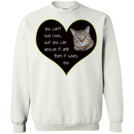 Cat Rescue Love Kitty Heart Shirt G180 Gildan Crewneck Pullover Sweatshirt  8 oz.
