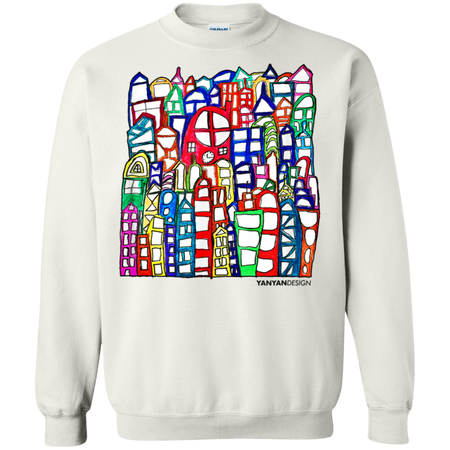 Rainbow Town Shirt G180 Gildan Crewneck Pullover Sweatshirt  8 oz.