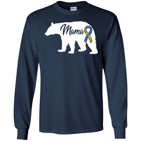 Womens Mama Bear Down Syndrome Awareness Trisomy 21 Shirt G240 Gildan LS Ultra Cotton T-Shirt