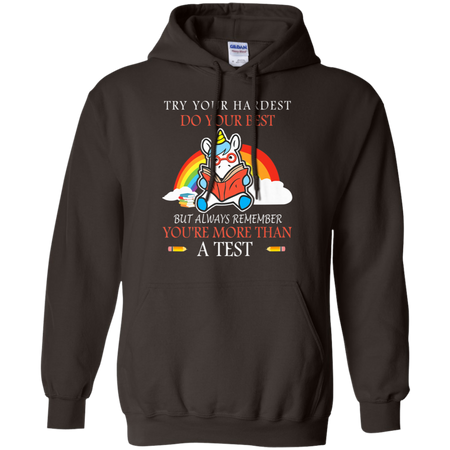 Try Your Hardest Funny Unicorn Reading Teacher Gifts Shirt G185 Gildan Pullover Hoodie 8 oz