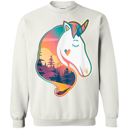 Unicorn Spirit Animal  Sunrise Over The Trees Shirt G180 Gildan Crewneck Pullover Sweatshirt  8 oz.