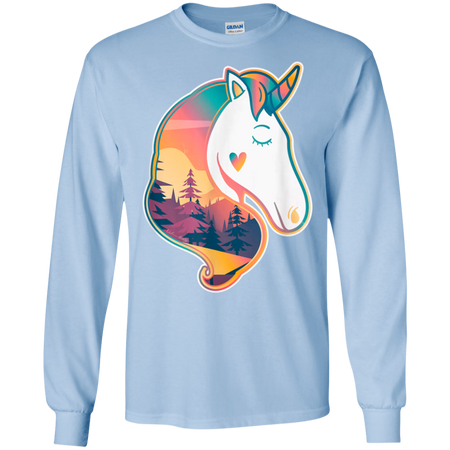 Unicorn Spirit Animal  Sunrise Over The Trees Shirt G240 Gildan LS Ultra Cotton T-Shirt