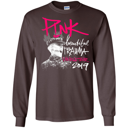 Beautiful Deep Pink 2019 Tour Trauma Fan Shirt G240 Gildan LS Ultra Cotton T-Shirt