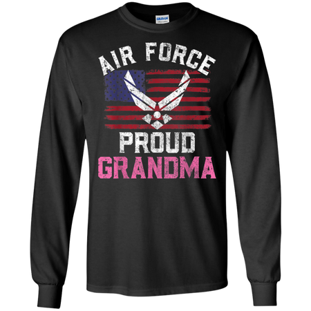 Proud Air Force Grandmat American Flag Veteran Gift Shirt G240 Gildan LS Ultra Cotton T-Shirt