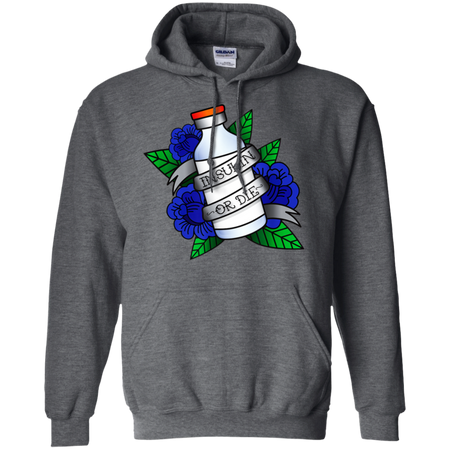 Type 1 Diabetes Insulin Or Die Vintage Tattoo Shirt G185 Gildan Pullover Hoodie 8 oz