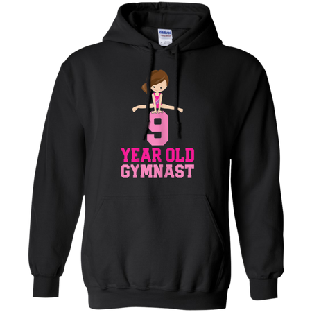 Girls Gymnastics Birthday Kids 9 Year Old Gymnast Shirt G185 Gildan Pullover Hoodie 8 oz