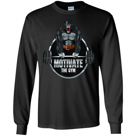 Motivate The Gym Gorilla Deadlift Strength Workout Shirt G240 Gildan LS Ultra Cotton T Shirt