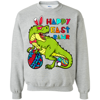 Kids Happy Eastrawr T Rex Dinosaur Easter Bunny Egg Shirt G180 Gildan Crewneck Pullover Sweatshirt 8 oz