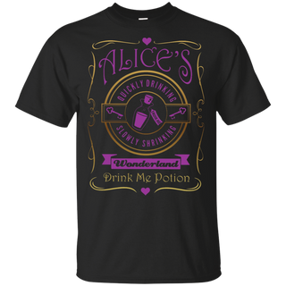 Alice's Quickly Drinking Slowly Shrinking Wonderland Drink me Potion Lady-Fit Tank Top. Inspired by Alice in Wonderland. (Pink & Gold) shirts