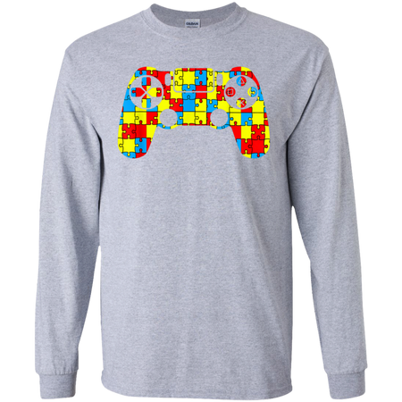 Autism Awareness Tee Video Game Controller Shirt G240 Gildan LS Ultra Cotton T-Shirt