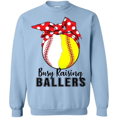 Busy Raising Ballers Softball Baseball Shirt G180 Gildan Crewneck Pullover Sweatshirt  8 oz.
