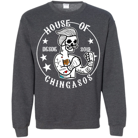 House Of Desde Chingasos 2019 Funny Boxing Tattoo Shirt G180 Gildan Crewneck Pullover Sweatshirt 8 oz
